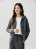 Cardigan de tricô de cashmere com zíper duplo e corte solto para mulheres, gola reversa, mangas compridas, casaco de tricô, ponto musgo, espessado, estilo simples