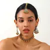 Acessório de Cabelo e Conjunto de Colar Europeu e Americano Transfronteiriço com Zircônia, Franja em Gota d'Água, Joias de Moda Estilo Étnico Boêmio de Alta Durabilidade