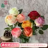 Mesa de Comedor de Lujo con Borde Horneado Francés, Flor Individual de Rosa, Arreglo Floral de Lujo Ligero, Ramo de Flores Artificiales, Adorno Decorativo, Venta al por Mayor Transfronteriza