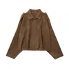 Amazon Comércio Exterior Ins Roupas Femininas Za Estilo Old Money Bomber Retrô de Camurça Espesso e Fino com Gola