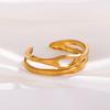 Personalidad transfronteriza anillo abierto ajustable irregular hueco de acero inoxidable presión de aceite vacío chapado en oro anillo pulsera