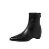 Versión de Cuero Suave~Botines de Punta Fina para Mujer con Tacón Oculto 2026 Otoño/Invierno Botas Martin Retro con Cremallera Trasera Suela Plana Botas Adelgazantes