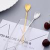 Cuchara integrada para ensalada al por mayor, tenedor de cadena, cuchara de hielo de mango largo, cuchara para mezclar café, tenedor de fruta, cuchara de acero inoxidable 304
