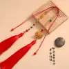 Colgante de coche de alta calidad, nuevo, con forma de candado ruyi, para espejo retrovisor del coche, borla rica para colgar en el coche, joyería de paz y alegría