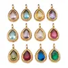 Acero Inoxidable Doce Piedras de Nacimiento Forma de Gota de Agua Oval Colorido Colgante Individual Colgante de Piedra Estrella 7x12mm Accesorios para Joyería DIY