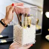 Caja de Almacenamiento de Cosméticos de Escritorio, Organizador de Productos para el Cuidado de la Piel para el Hogar, Estante de Almacenamiento, Caja Acrílica a Prueba de Polvo para Tocador