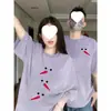 Verano [Algodón Puro Peinado] Tops Únicos a Juego para Pareja, Camiseta de Manga Corta Trendy Holgada con Muñeco de Nieve para Mujer