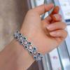 Verano 2024 Nuevo Pulsera de Plata S925 Chapada en Platino Incrustada con Topacio London Blue Piedra Principal 3*4mm