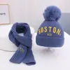 Chapéu Infantil Outono e Inverno Chapéu de Lã para Menino Conjunto de Duas Peças Cachecol Chapéu de Tricô Quente Engrossado para Menina Bebê Menino