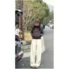 Jaqueta curta de algodão com enchimento, estilo Kendou, nova, acinturada, para mulheres, solta e grossa, com gola alta, perfeita para baixinhas, estilo trendy do Instagram