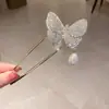 Grampo de Cabelo em Forma de U Estilo Chinês Super Feérico, Novo Grampo Duplo de Pérola em Forma de U Estilo Chinês, Acessório de Cabelo Hanfu Estilo Antigo, Grampo Simples e Sofisticado para Mulheres