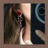 Pendientes de Rosa Gota de Agua Estilo Francés Retro Super Hada Terciopelo Rojo Rosa, Pendientes Largos de Borla de Gama Alta para Mujer