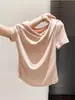 Camiseta de Manga Corta Plisada con Cintura Ceñida, Hombros Descubiertos, Estilo Salado Madura para Mujer, Top Chic Ajustado Estilo Europeo Verano 2026