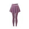 Conjunto de Fitness para Mujer Cuello Alto Manga Larga Chaqueta de Yoga Falda Pantalón Falso de Dos Piezas Control de Abdomen Moldeador Carrera Matutina Ejercicio Conjunto de Yoga