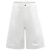 2025 Novo Original Jeans Branco Puro Masculino Oversize Masculino e Feminino Perna Larga Scimitar Acima do Joelho Calças Cropped Verão