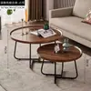 Mesa de centro geométrica criativa de escritório Amazon cuidadosamente selecionada, pequena mesa de café redonda decorativa para sala de estar, prática, de ferro e madeira
