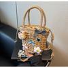 Bolsa de Praia Tecida Simples Transfronteiriça Moda Feminina Bolsa de Palha Cesta de Vegetais Artesanal Bolsa Transversal de Nicho Celebridade da Internet