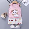 Conjunto de chaleco para niños, pantalones cortos de algodón de verano para niñas, ropa para bebés, traje de estilo coreano para niños, ropa para niños