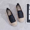 Sapatos de Pescador Estilo Xiaoxiang Verão 2023 Nova Moda Fundo Plano Tecidos de Palha Preguiçosos de Um Pedal Boca Rasa Mocassins Simples