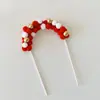 Decoração de Bolo Bola de Metal Arco de Pelúcia Cartão Plug-in Coração de Menina Rosa Arco de Laço Cartão de Bolo
