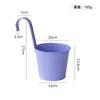 Cubo colgante de hierro, maceta para flores, cuenco colgante para plantas, barandilla de balcón, cubo colgante de metal para jardinería, gancho extraíble, cuenco colgante