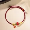 2026 Novo Modelo Pulseira de Fio Vermelho do Zodíaco Cinábrio para o Ano do Cavalo, Areia Vermelha, Pulseira de Areia Dourada Roxa para Homens e Mulheres com Jade Natural de Campo