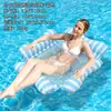 Boia Inflável Popular Listrada de Quatro Tubos para Piscina, Entretenimento Aquático, Pessoa Única, PVC Espesso com Malha, Colchão Inflável para Água
