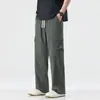 Calças de Trabalho Masculinas de Seda de Gelo 2026 Verão Finas Estilo Americano Tendência Largas Retas Calças Paraquedistas Calças Esportivas Casuais
