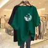 Nueva Camiseta de Manga Corta de Longitud Media para Verano 2026, Nuevo Estilo para Mamás de Tallas Grandes, Talla Grande, Cubre Barriga, Cubre Cadera, Top de Moda