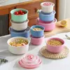 Juego de recipientes herméticos de paja de trigo para alimentos secos, verduras y frutas, tamaño grande, mediano y pequeño, con tapa, recipiente hermético de plástico portátil
