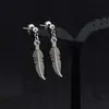 Pendientes de Plumas Estilo Coreano para Hombre Tendencia Calle Hip-Hop Aro Colgante Hebilla de Oreja Moda Estilo Simple Aro Frío Pendientes