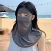 Máscara de Sol de Seda de Gelo para Viagem ao Ar Livre para Mulheres, Proteção Completa para Rosto e Pescoço no Verão, Respirável, Anti-UV, Máscara Facial com Sensação de Gelo para Cobrir o Pescoço