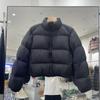 Novo Casaco Curto de Penas de Inverno 2024 para Mulheres Penas de Pato Branco Petite Gola Alta Espessura Cintura Alta Estilo Kendall Jenner Casaco Puffer