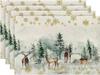 Nuevo mantel individual de lino con estampado navideño, con borde cruzado, decorativo, antimanchas y aislante del calor para fiestas navideñas.