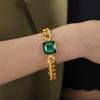 Cadena cubana cuadrada cadena gruesa cadena lujo ligero collar elegante acero de titanio cristal colorido pulsera combinable para mujer