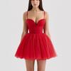 2025 Novo Doce Malha Emenda Suspensório Saia Tutu Princesa Sexy Slim Sem Costas Mini Vestido para Mulheres