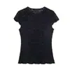 Para Comércio Exterior Transfronteiriço Europeu e Americano Roupas Femininas Aliexpress Mais Vendidas de Verão Simples Renda Preta Manga Curta Calça Longa Conjunto de Duas Peças