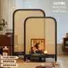 Sala de Estar Estilo Retrô Americano Divisória de Tela Luminária Lateral de Sofá Luxo Rack de Armazenamento de Madeira Maciça Rattan Grelha Artística Divisória de Ambiente Armário