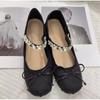 Zapatos de Ballet Invisible para Aumentar la Altura 5cm para Mujeres Bajitas 2026 Lazo de Pedrería Boca Baja Zapatos Satinados sin Cordones para Mujeres