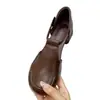 Sandalias de tacón grueso de moda nuevas de primavera y verano para comercio exterior transfronterizo, zapatos de tacón medio huecos retro de punta cerrada para mujeres de mediana edad y mayores