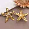Colgante de Estrella de Mar y Caracola Dorada Simulada de Acero Inoxidable con Diamante Perla Colgante Pequeño Accesorios de Joyería para Collar Pendientes DIY