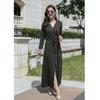 Vestido de Cuello en V Elegante con Aspecto Adelgazante Envolvente Falda Larga Estampado para Mujer Pg Dvf2025 Falda Envolvente Primavera y Otoño Nuevo Estilo