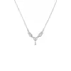 Collar de cadena para clavícula de plata de ley s925 con alas de ángel y corazón con llave, lujo ligero, exquisito, moderno, de alta gama, diseño creativo
