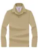 Camisa polo de manga larga para hombre de estilo business de alta gama, hecha de 100% algodón mercerizado, una camiseta casual de manga larga de color liso para hombres de mediana edad