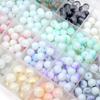 Pulsera de cuentas de vidrio para hacer tú mismo, cuentas sueltas de burbujas de doble color a juego, cuentas redondas, cuentas de vidrio rosa chapadas en oro esmerilado, material de borla de estilo antiguo