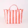 Bolso de mano de PVC a rayas para mujer, bolso cruzado de gran capacidad para el trabajo, bolso de viaje portátil, bolso tote ligero y elegante