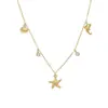 Colar Transfronteiriço de Aço Titânio Pingente Dourado Concha Boêmia Estrela do Mar Inlaid com Zircônio Colar Exquisito