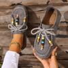 Zapatillas de Media Pantufla Boken Retro con Cuentas para Dedos de los Pies para Mujer 2025 Nuevo Estilo Zapatos Tipo Mula Artísticos Estilo Bosque Talla Grande
