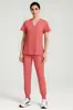 [Entrega el Mismo Día de Todos los Colores y Tallas] Ropa de Trabajo de Doctor Cuello en V Ropa para Lavar a Mano Traje para Quirófano Enfermera de Hospital Mangas Cortas