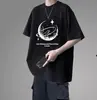 Camiseta de Manga Corta de Marca de Moda para Hombre de Verano, Estilo Harajuku Hong Kong, Estilo Japonés, Cuello Redondo, Estampada, Moderna, Corte Holgado, Top de Media Manga